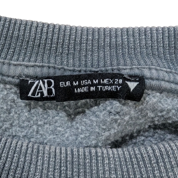 Zara Graphic Print Gray Crew Neck Sweatshirt Size Medium - Picture 4 of 6